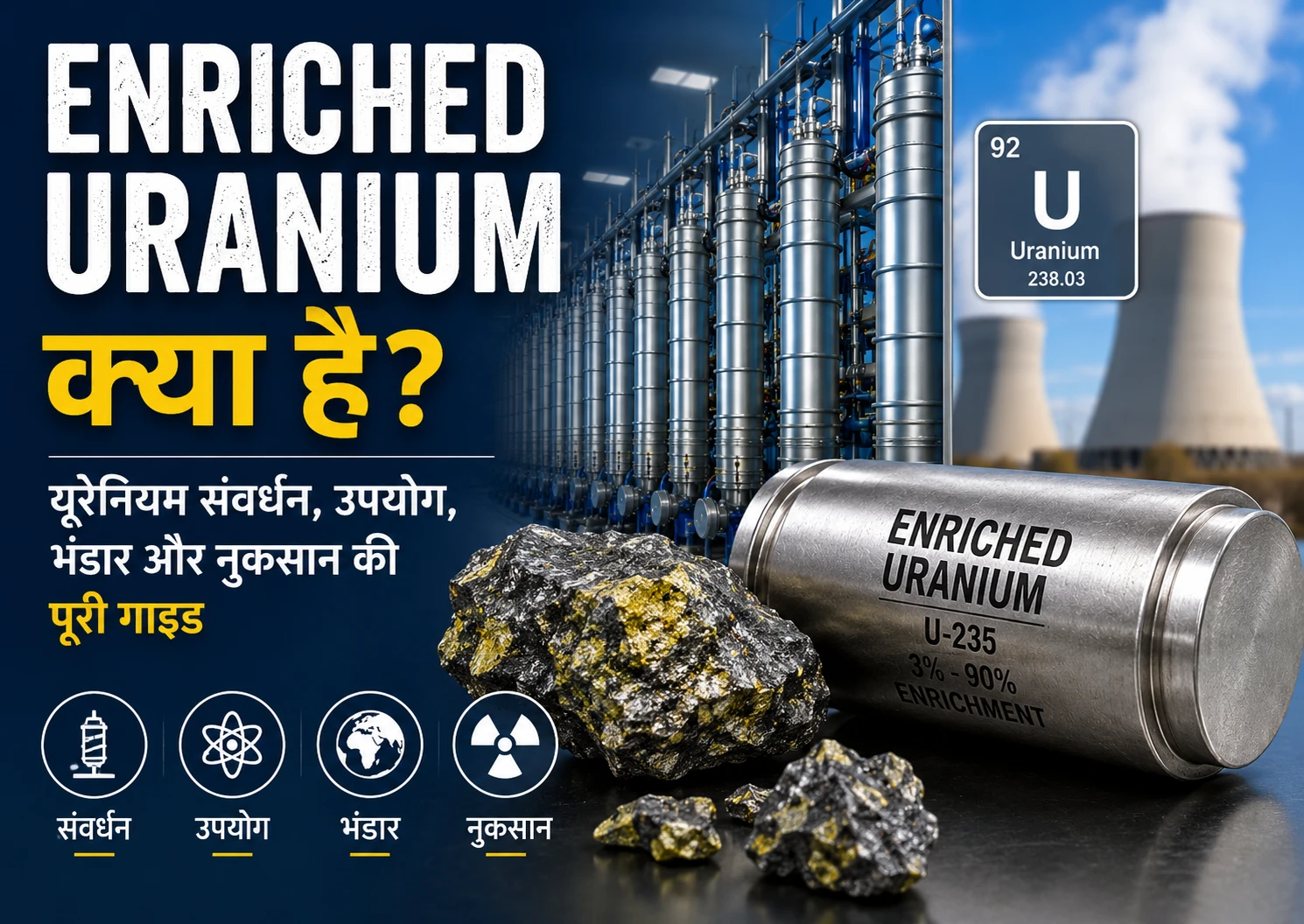 Enriched Uranium क्या है (यूरेनियम संवर्धन, उपयोग, भंडार और नुकसान की पूरी गाइड)